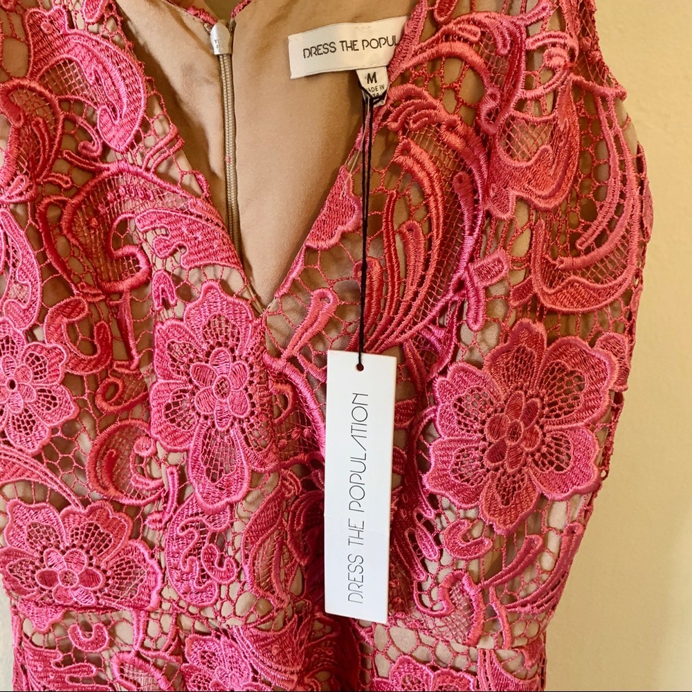 Pink Lace Dress the Population Cocktail Dress - Picture 5 of 5